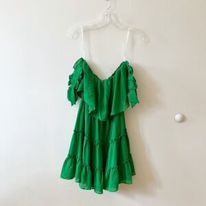 Elegant Green Off-Shoulder Mini Dress